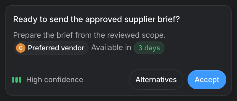 An agent recommendation ready for human approval
