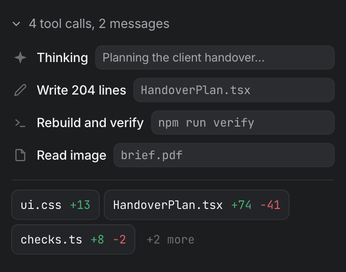 An agent using code, verification and document tools to complete work